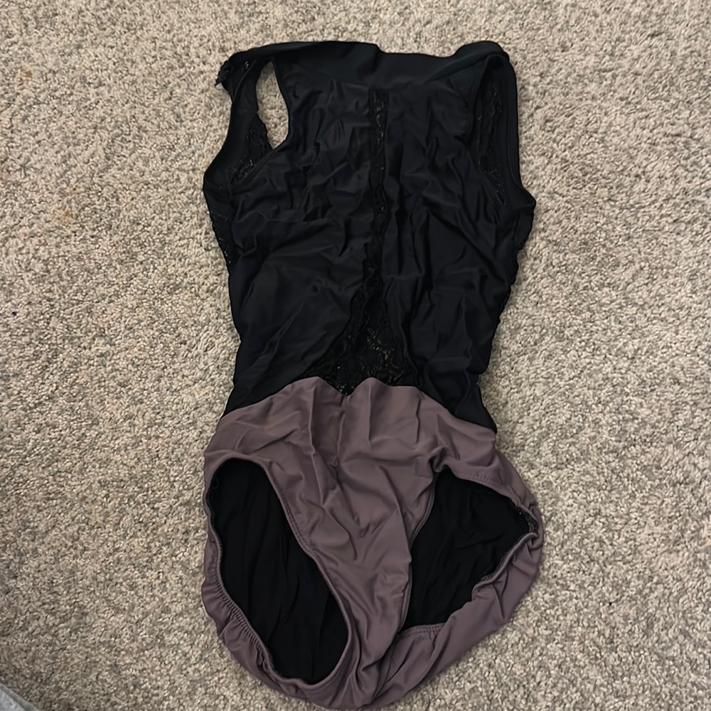 Two colored Leotard with Floral Patterning